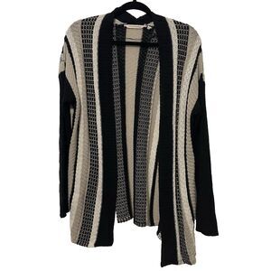 Soft Surroundings Open Front Cardigan Sweater Women's XS Black Brown Striped